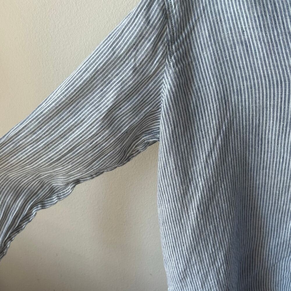 Tahari Striped 100% Linen Long Sleeve Button-Up Shirt Size XL - Picture 4 of 6